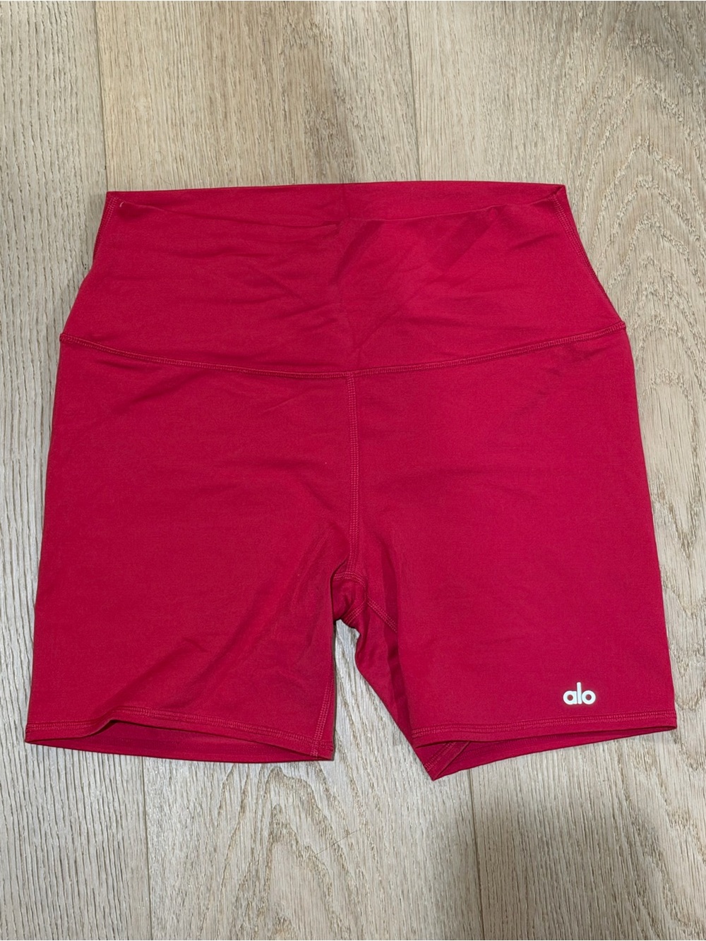 ALO Yoga High-Rise Bike Shorts in Berry